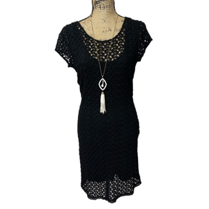 Free People Crochet Overlay Fitted Lined Boho Dress